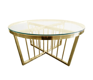 Salina  Coffee Table - Clear Top - 95cm Gold