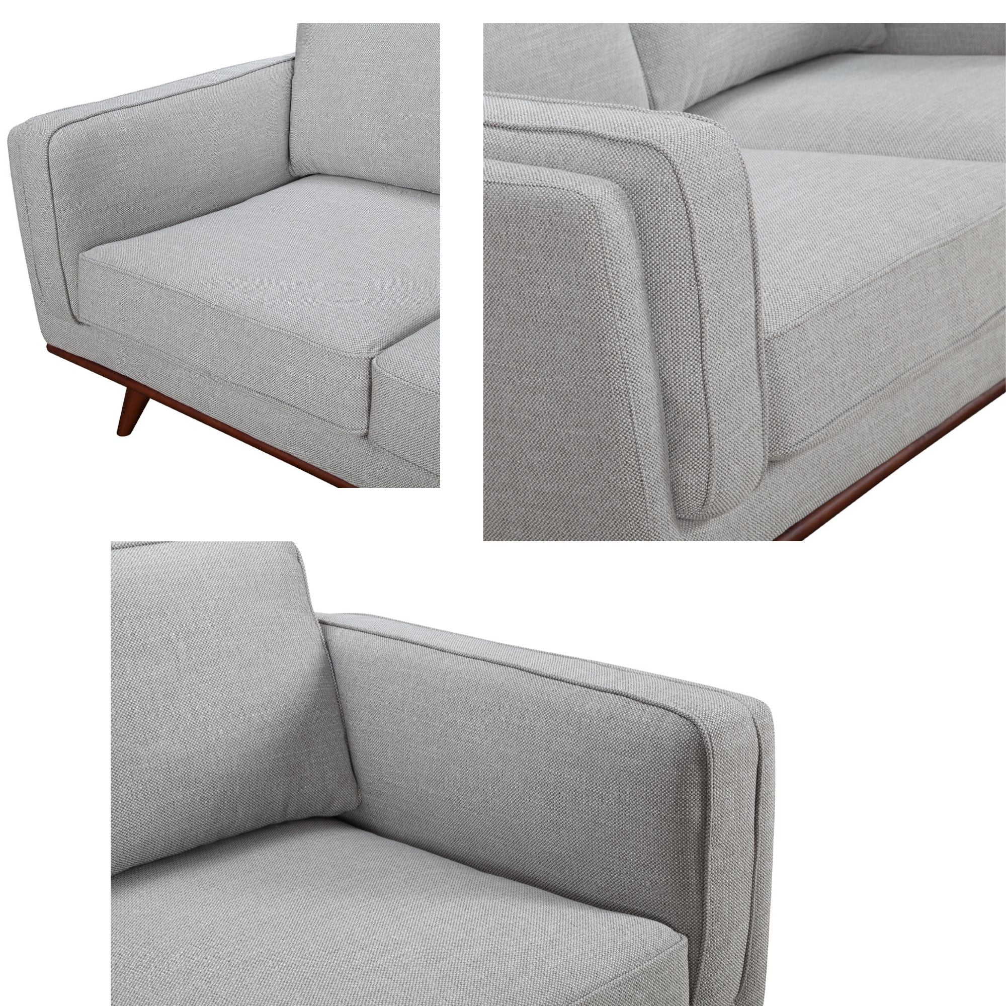 Petalsoft 3 Seater Sofa Fabric Uplholstered Lounge Couch - Grey