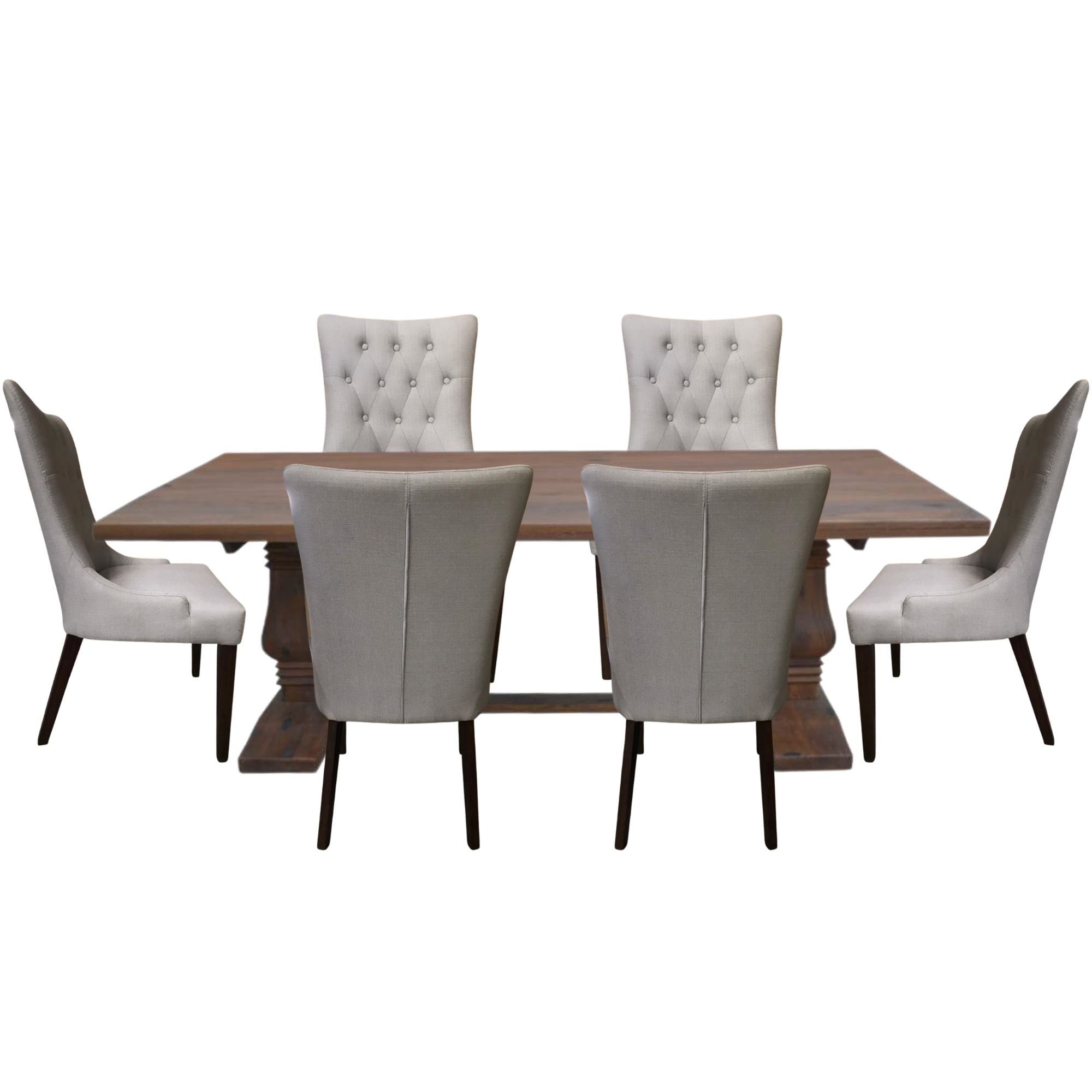 7pc Dining Table Set 180cm with 6 Fabric Chair French Provincial