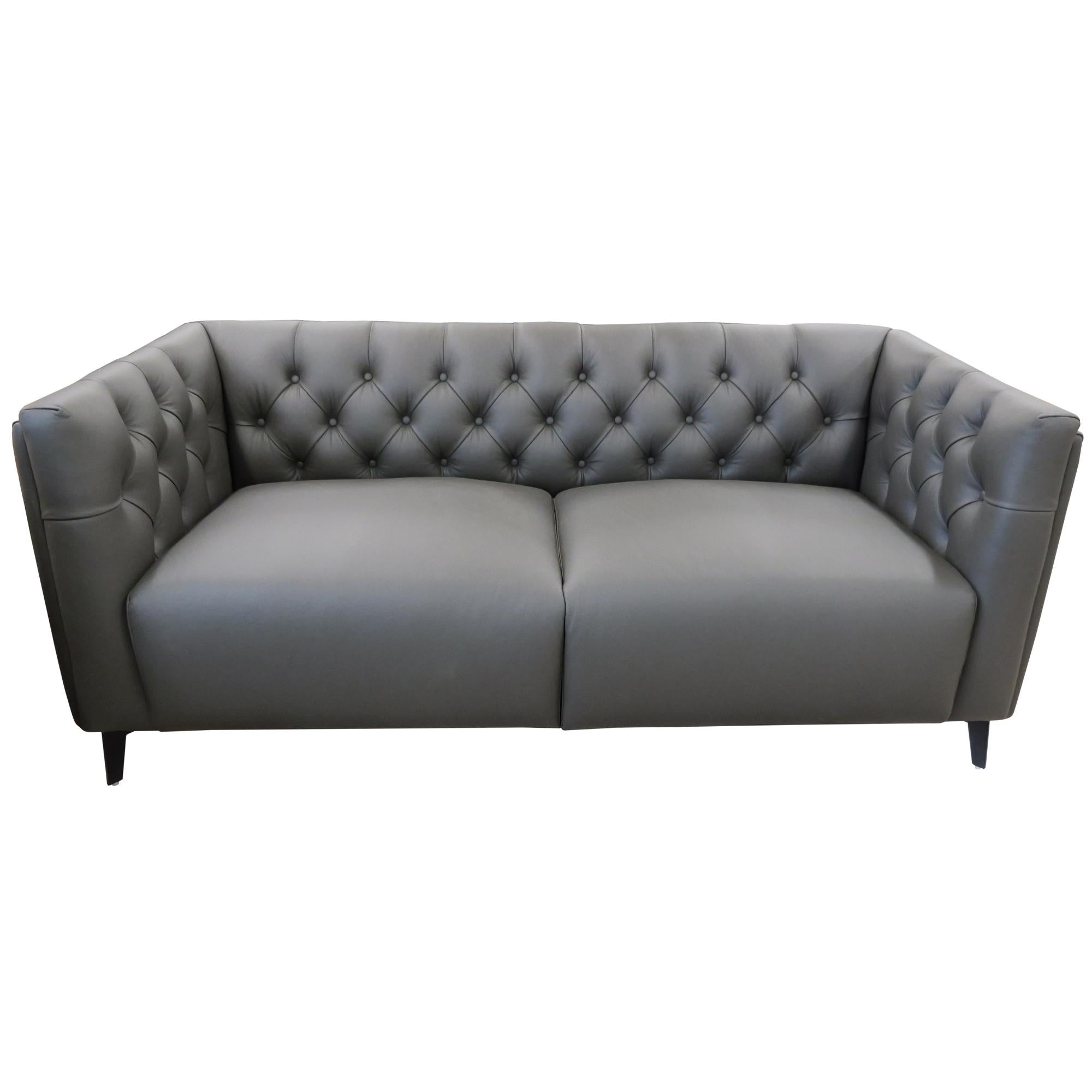 Luxe Genuine Forli Leather Sofa 2.5 Seater Upholstered Lounge Couch - Dark Grey