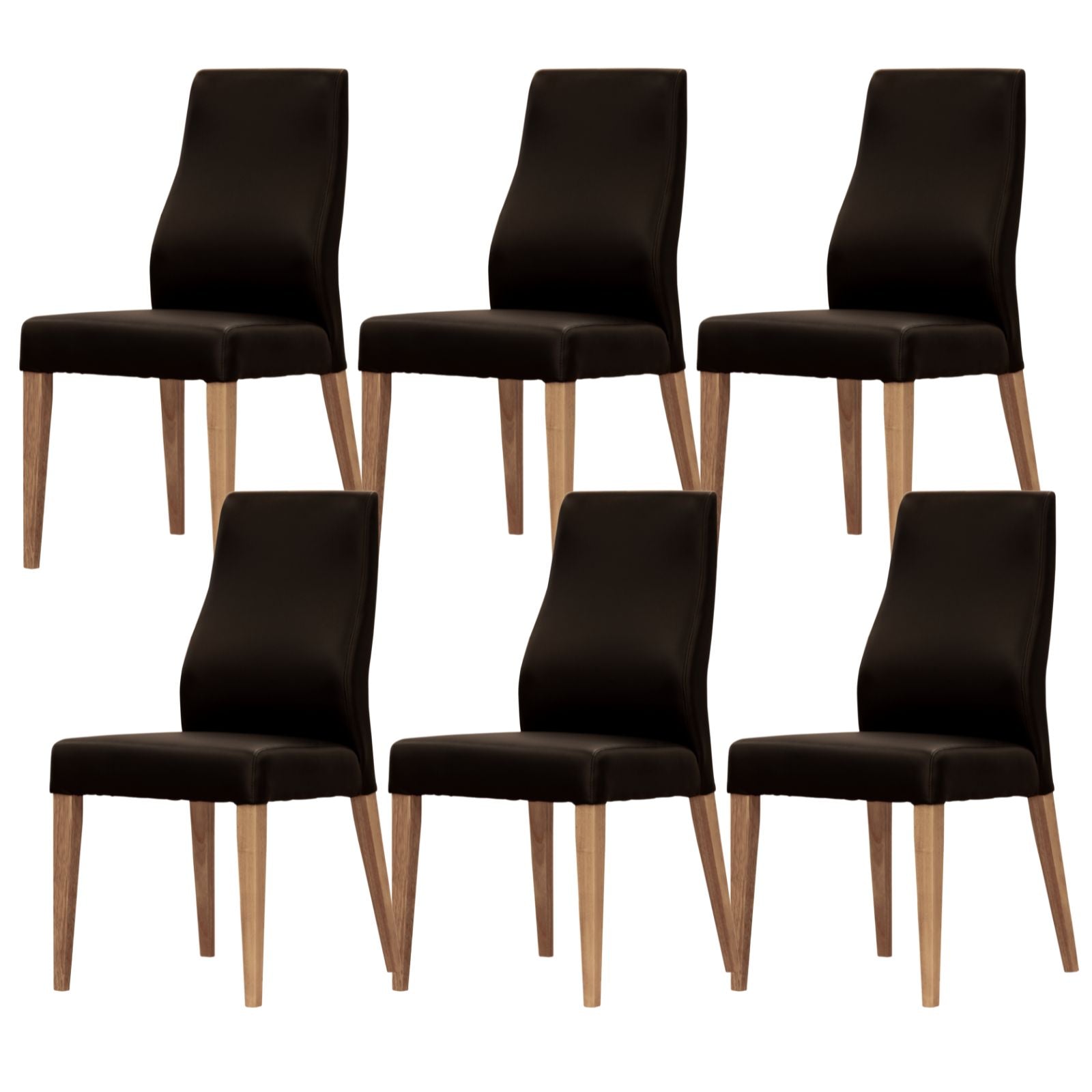 Set of 6 PU Leather Seat Solid Messmate Timber - Black
