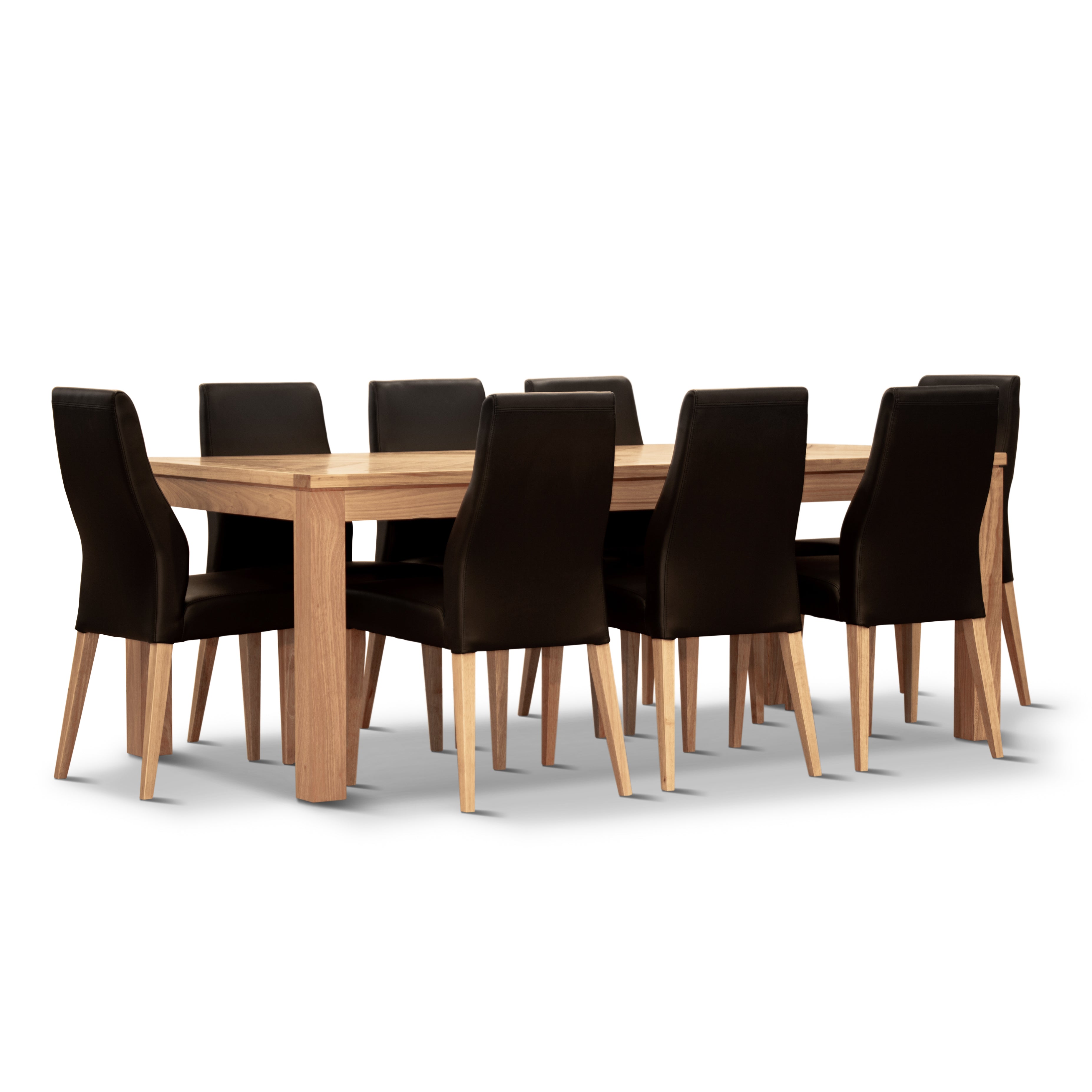 Set of 6 PU Leather Seat Solid Messmate Timber - Black