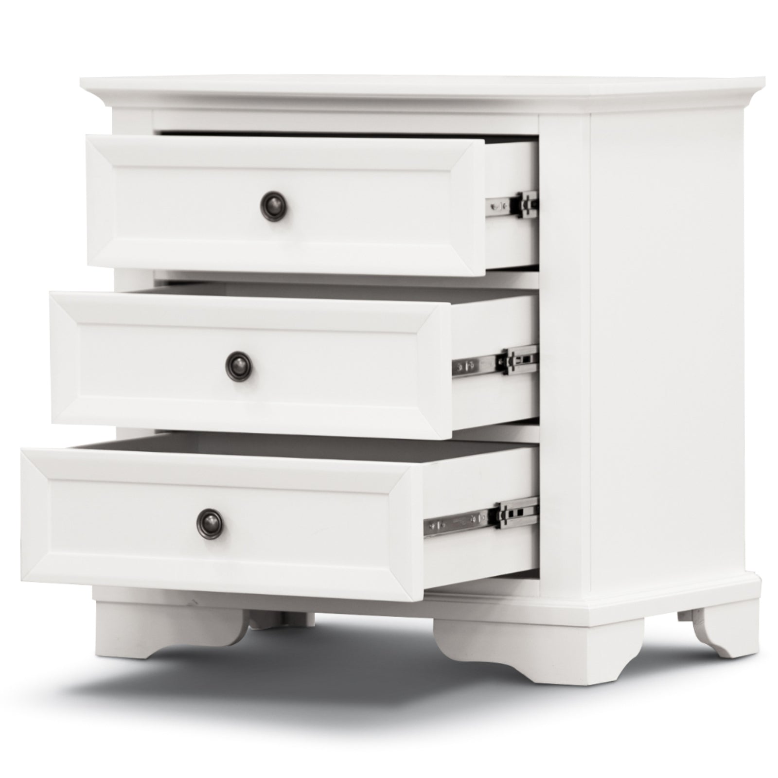 2pc Bedside Tallboy 3pc Bedroom Set Nightstand Storage Cabinet - White