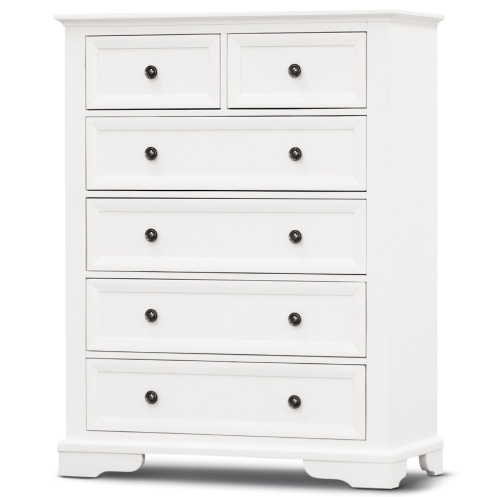 Tallboy 6 Chest of Drawers Solid Acacia Wood Bed Storage Cabinet - White