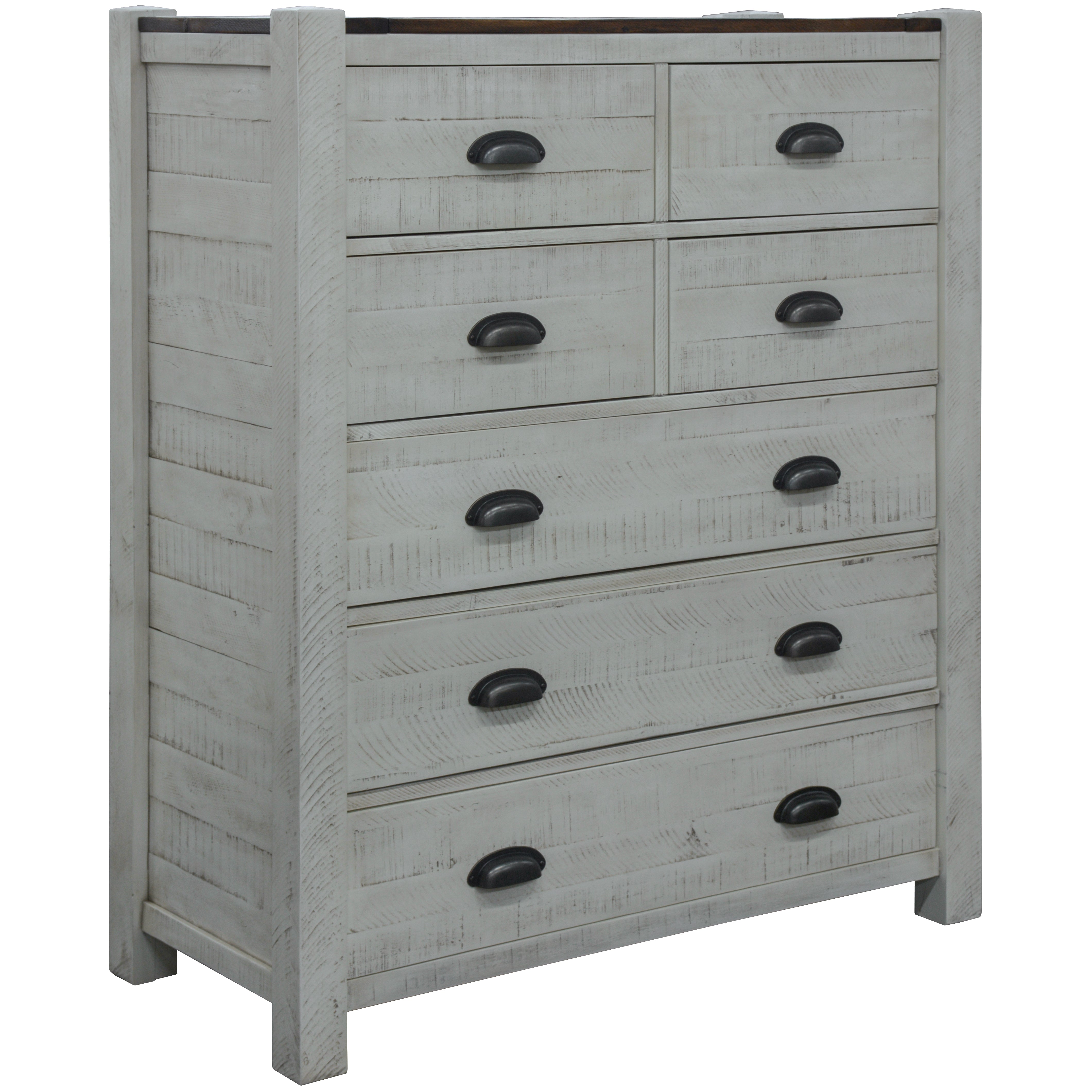 Tallboy 7 Chest of Drawers Solid Acacia Timber Wood Cabinet Brown White