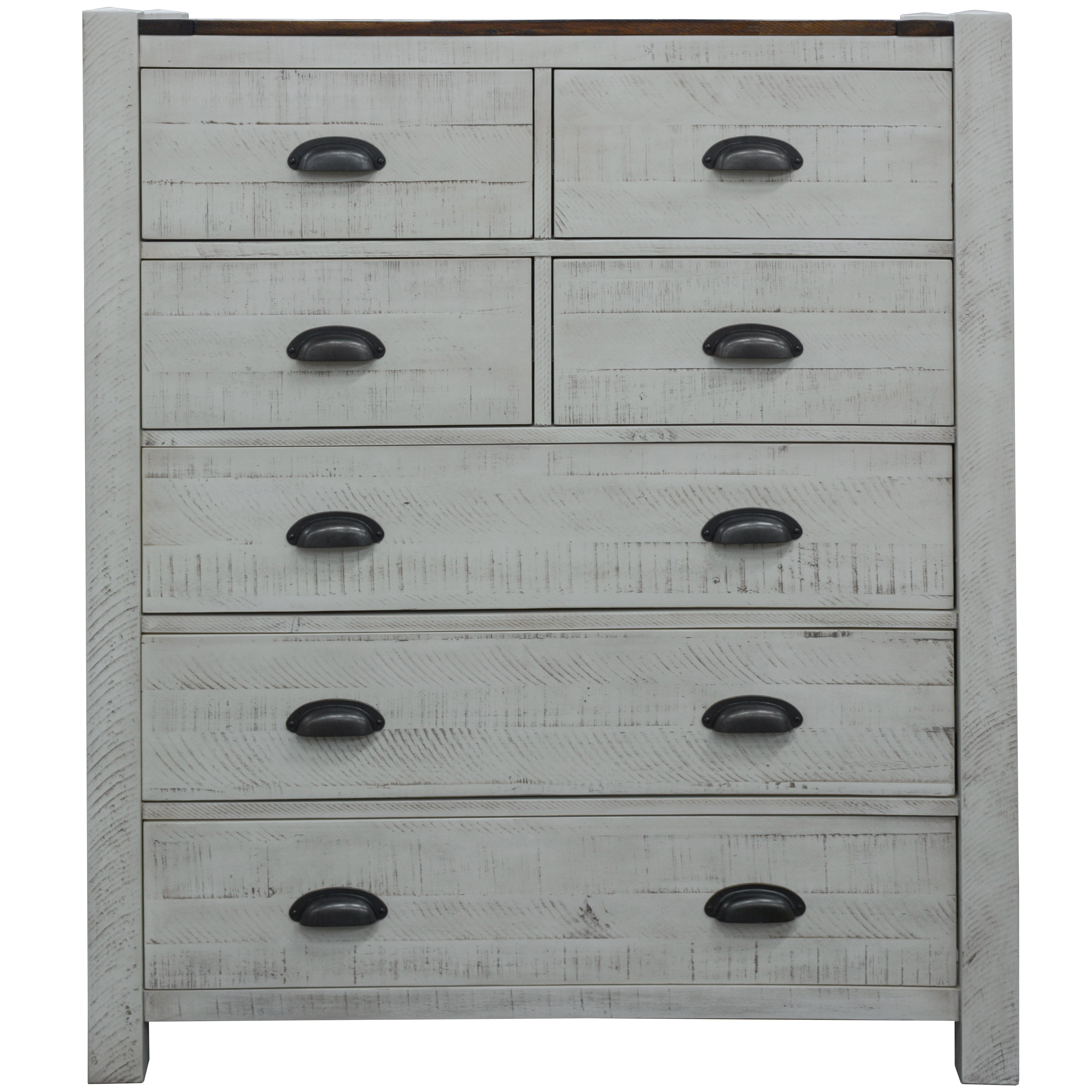 Tallboy 7 Chest of Drawers Solid Acacia Timber Wood Cabinet Brown White
