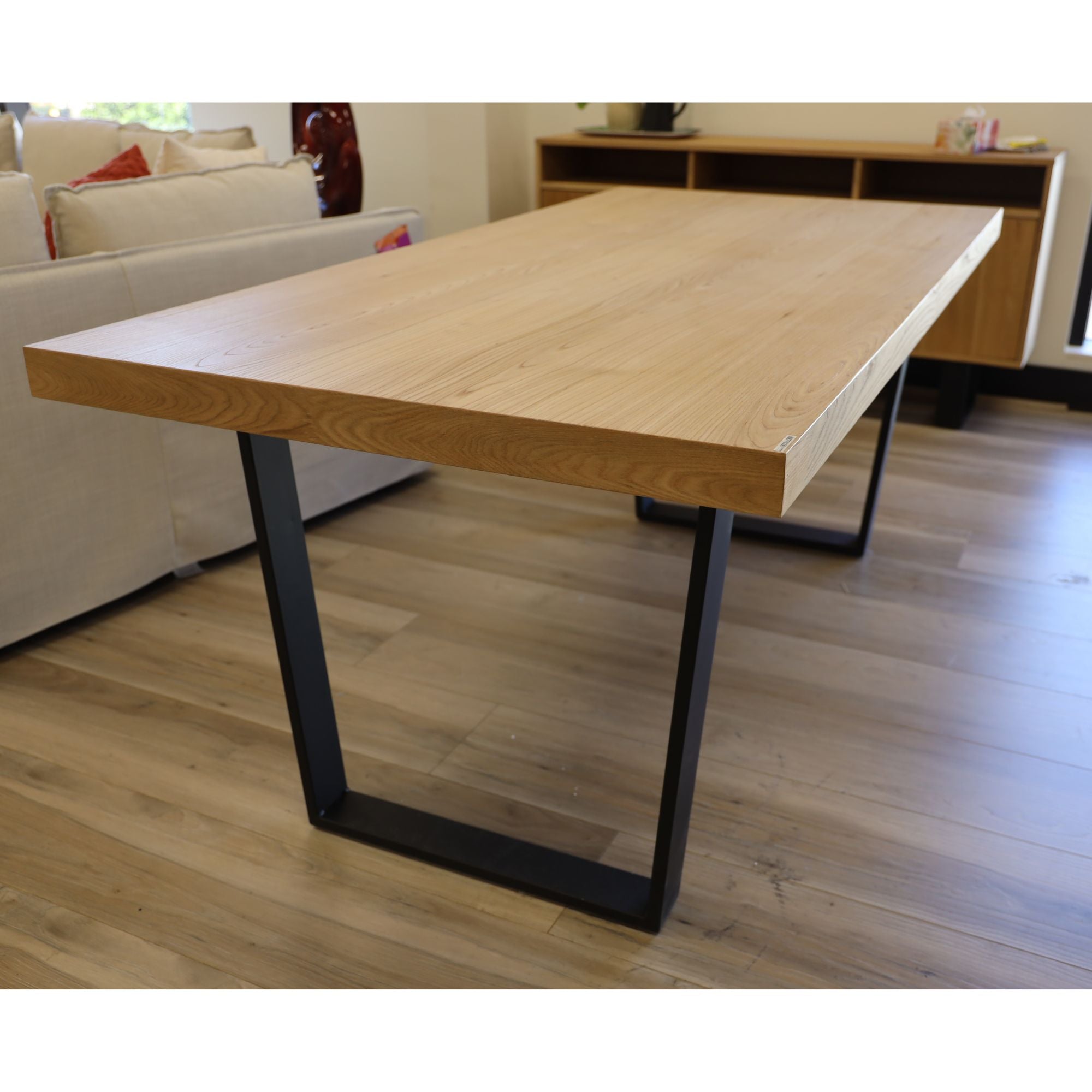 7pc 180cm Dining Table Set 6 Cross Back Chair Elm Timber Wood Metal Leg