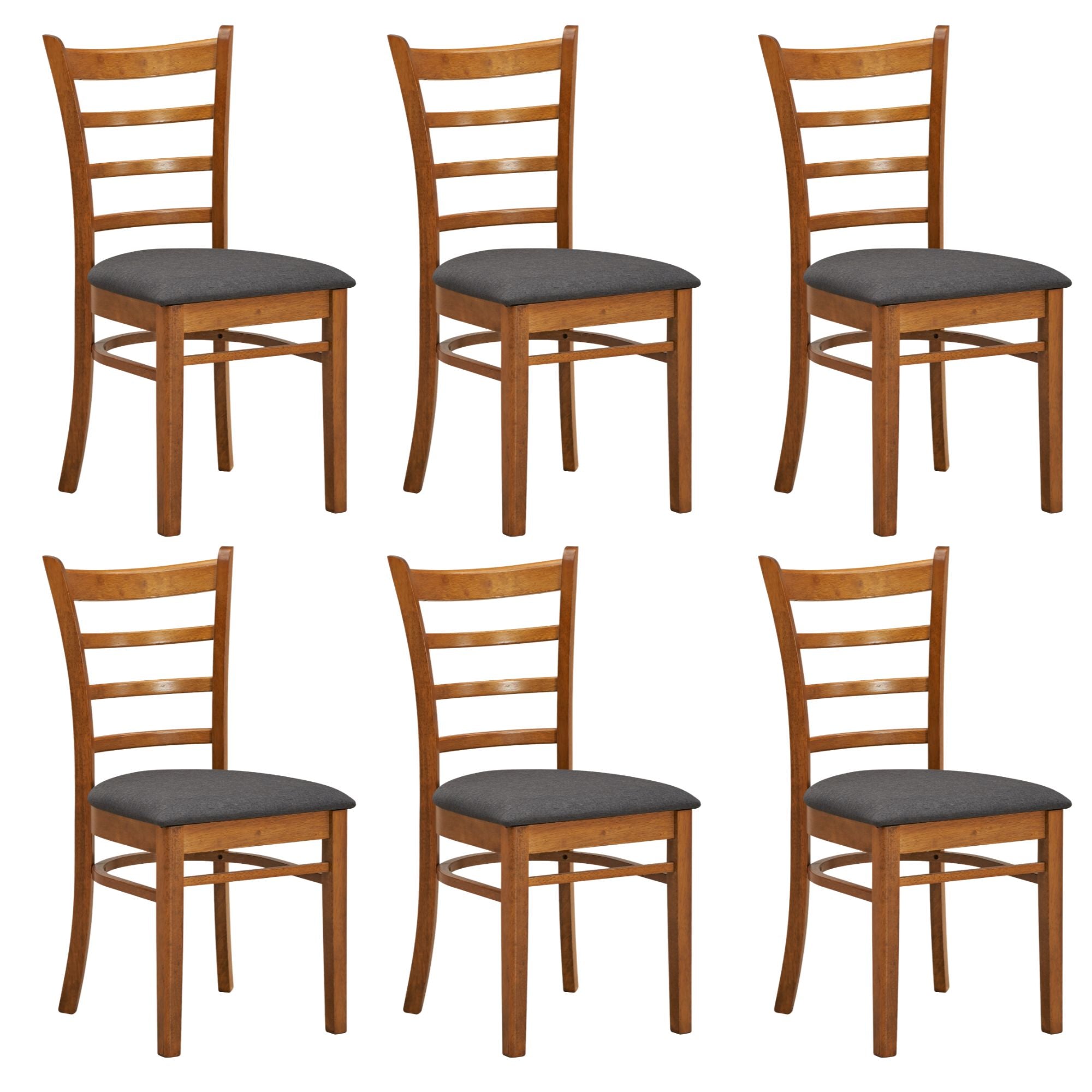 Set of 6 Crossback Solid Rubber Wood Fabric Seat - Walnut