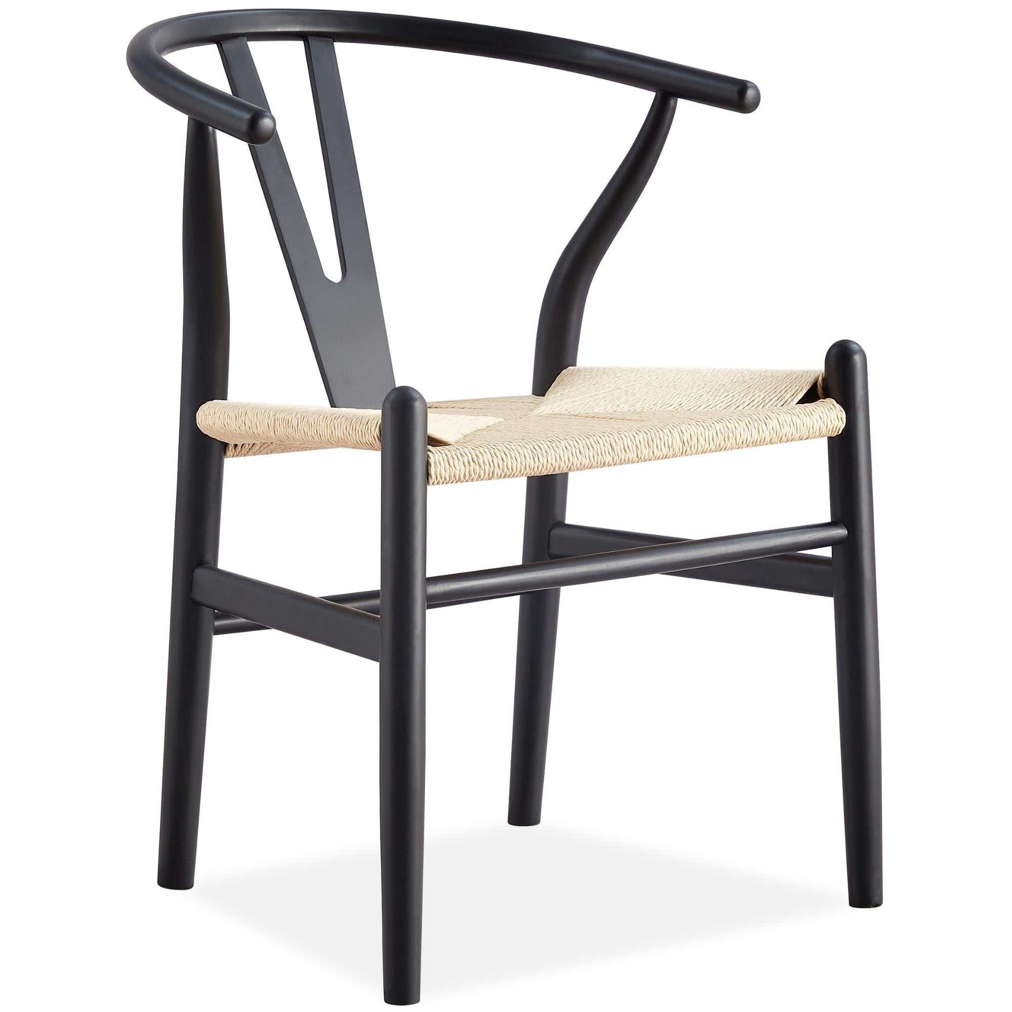 Set of 8 Wishbone Dining Chair Beech Timber Replica Hans Wenger - Black