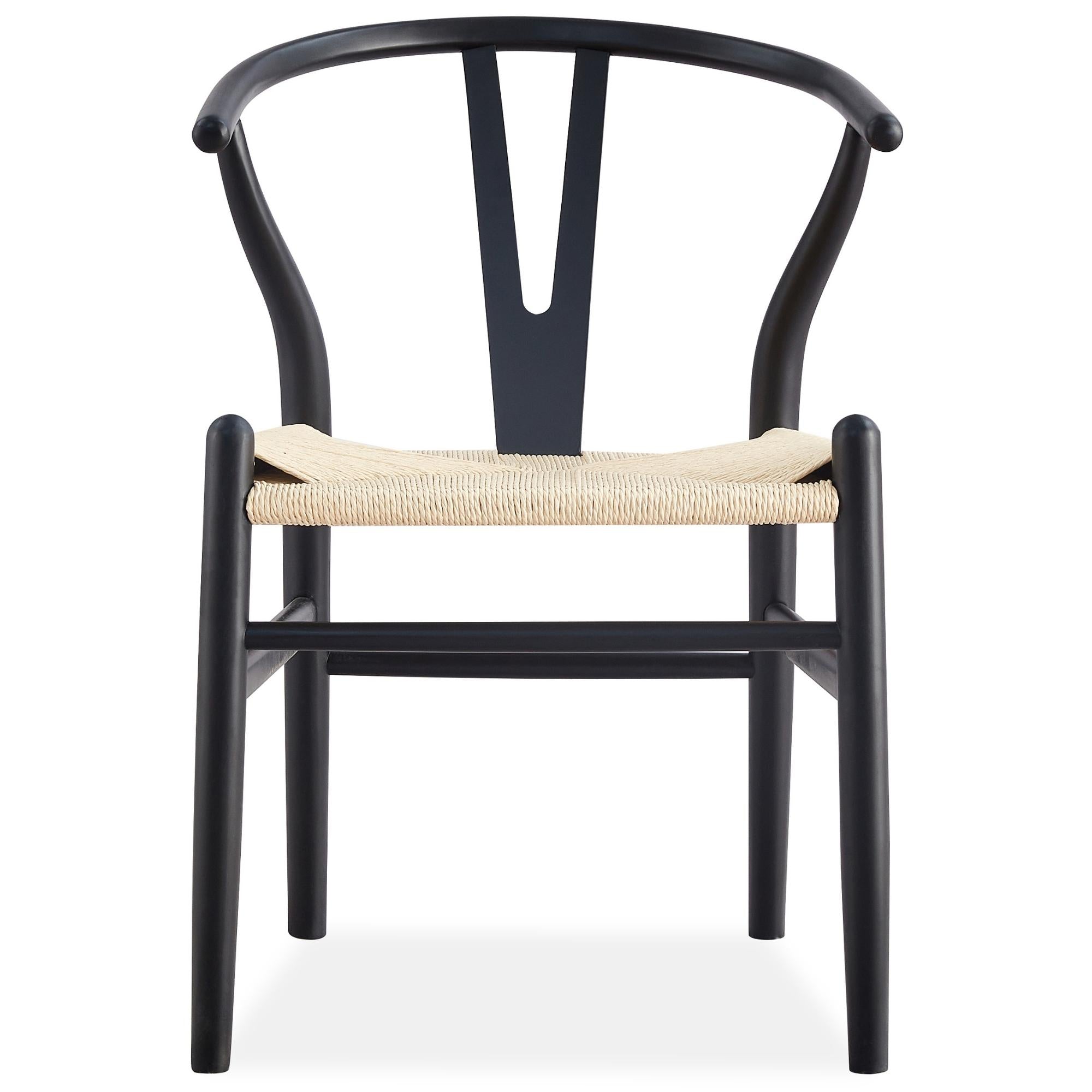 Set of 8 Wishbone Dining Chair Beech Timber Replica Hans Wenger - Black