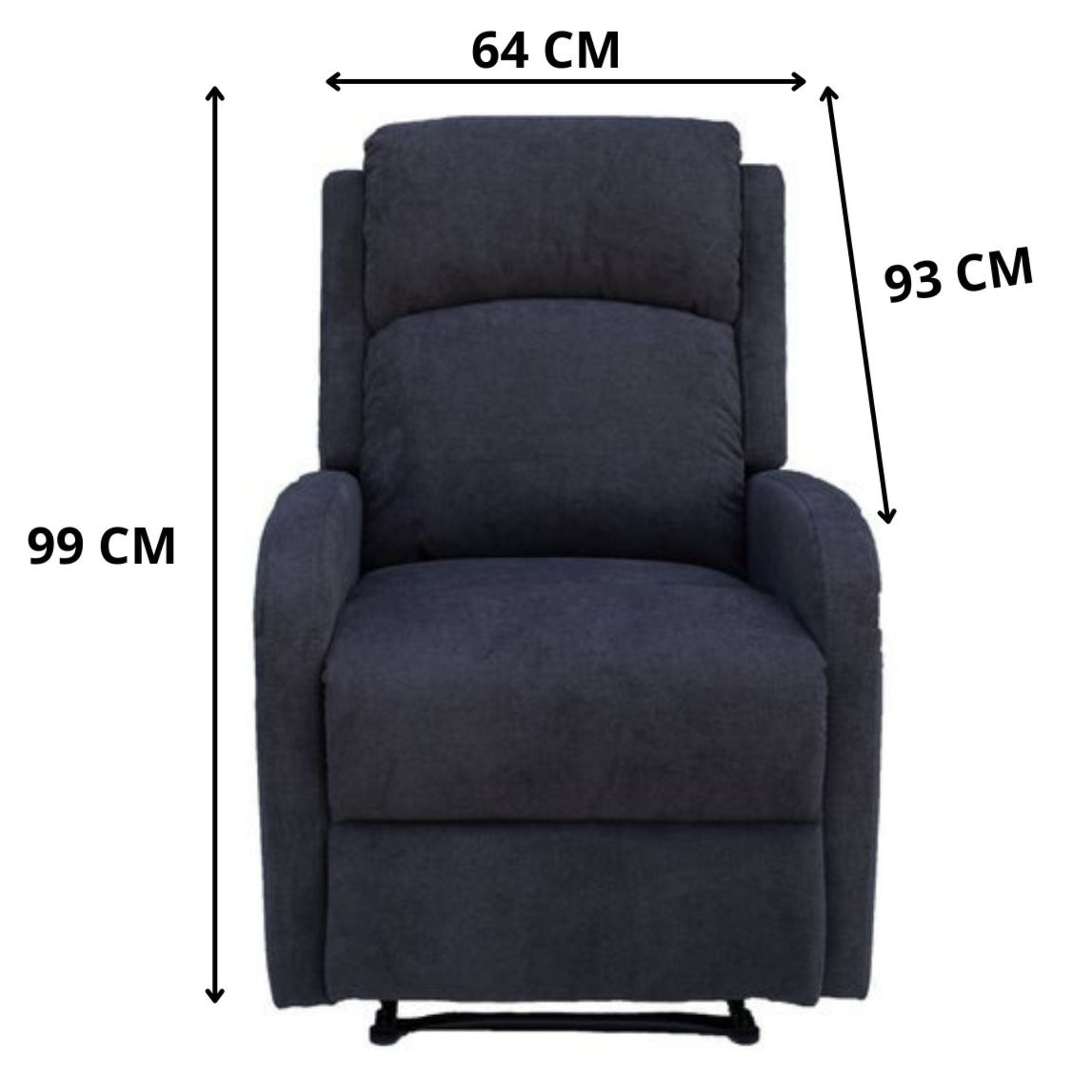 Fabric Manual Recliner Lounge Arm Chair - Dark Grey