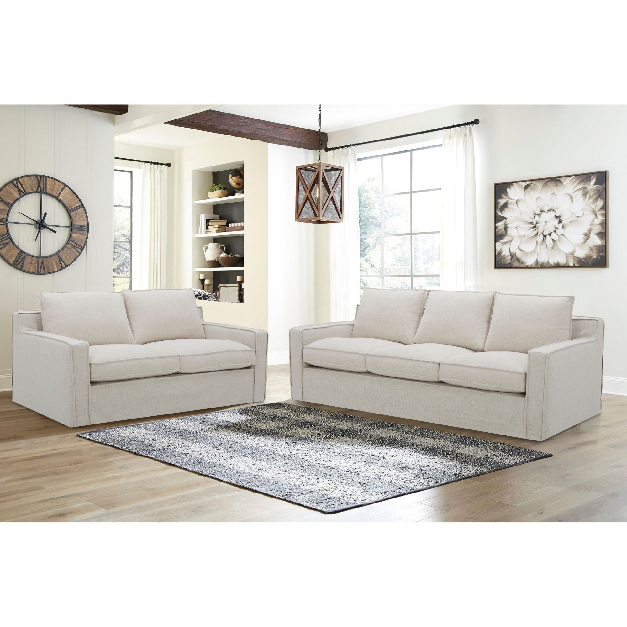 Plushy 2 + 3 Seater Sofa Set Fabric Uplholstered Lounge Couch - Stone