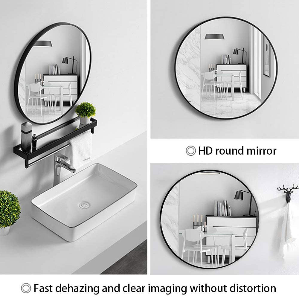 Slim Design 50CM Black Bathroom, Living Room, Hallway Mirror Round Mirror Wall Decor Metal Frame