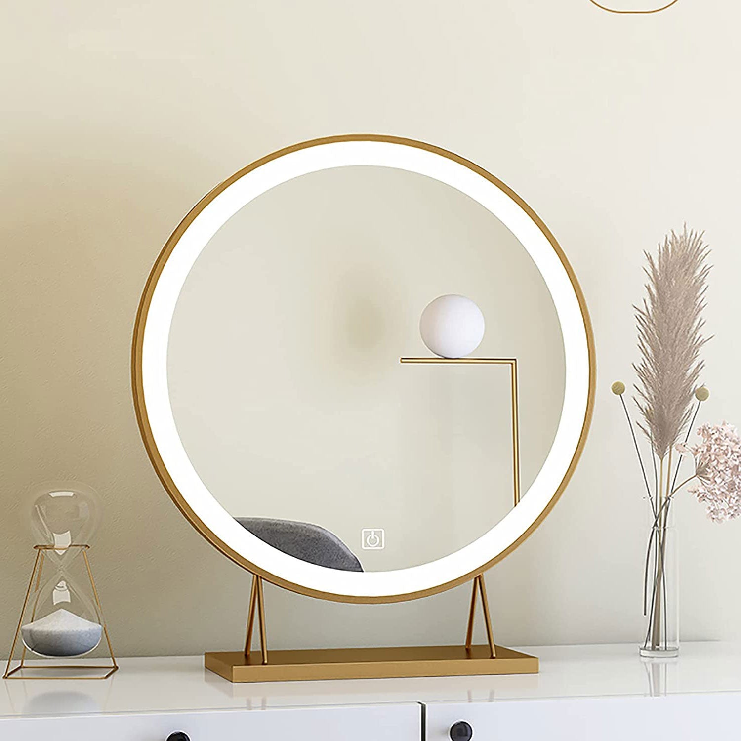 Touch Screen Table Desktop LED Light Vanity Mirror Makeup Mirror Round Mirror 40cm