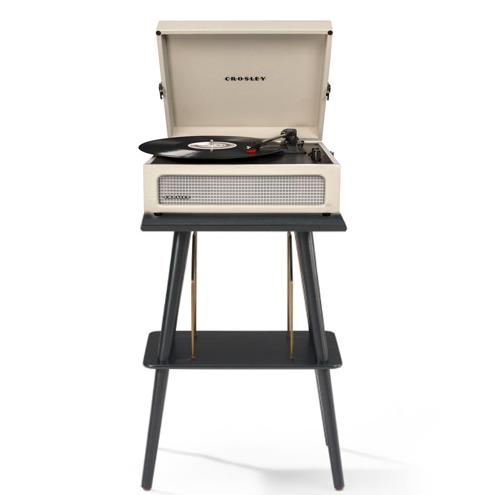 Crosley Voyager Bluetooth Portable Turntable + Entertainment Stand Bundle - Dune