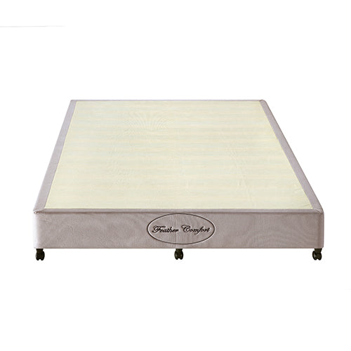 King Size Mattress Base Ensemble Solid Wooden Slat in Beige with Removable Cover