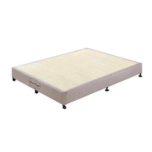 Queen Size Mattress Base Ensemble Solid Wooden Slat in Beige with Removable Cover