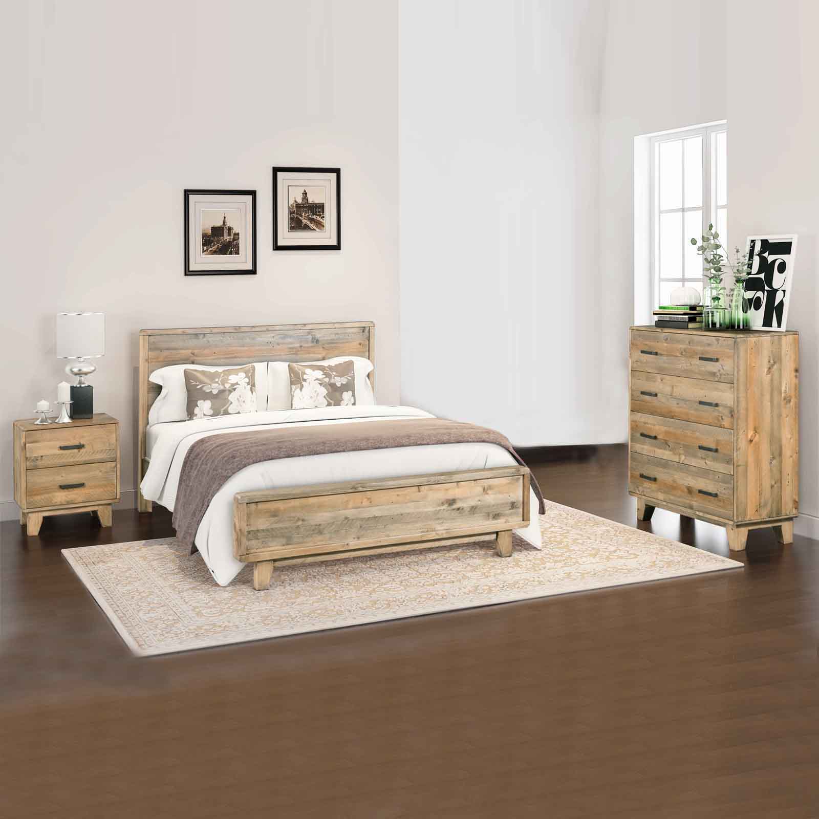 4 Pieces Bedroom Suite Double Size in Solid Wood Antique Design
