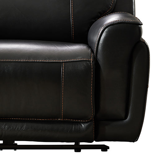 6 Seater Corner Sofa with Genuine Leather Black Armless Recliners Straight Console Lounge Set for Living Room