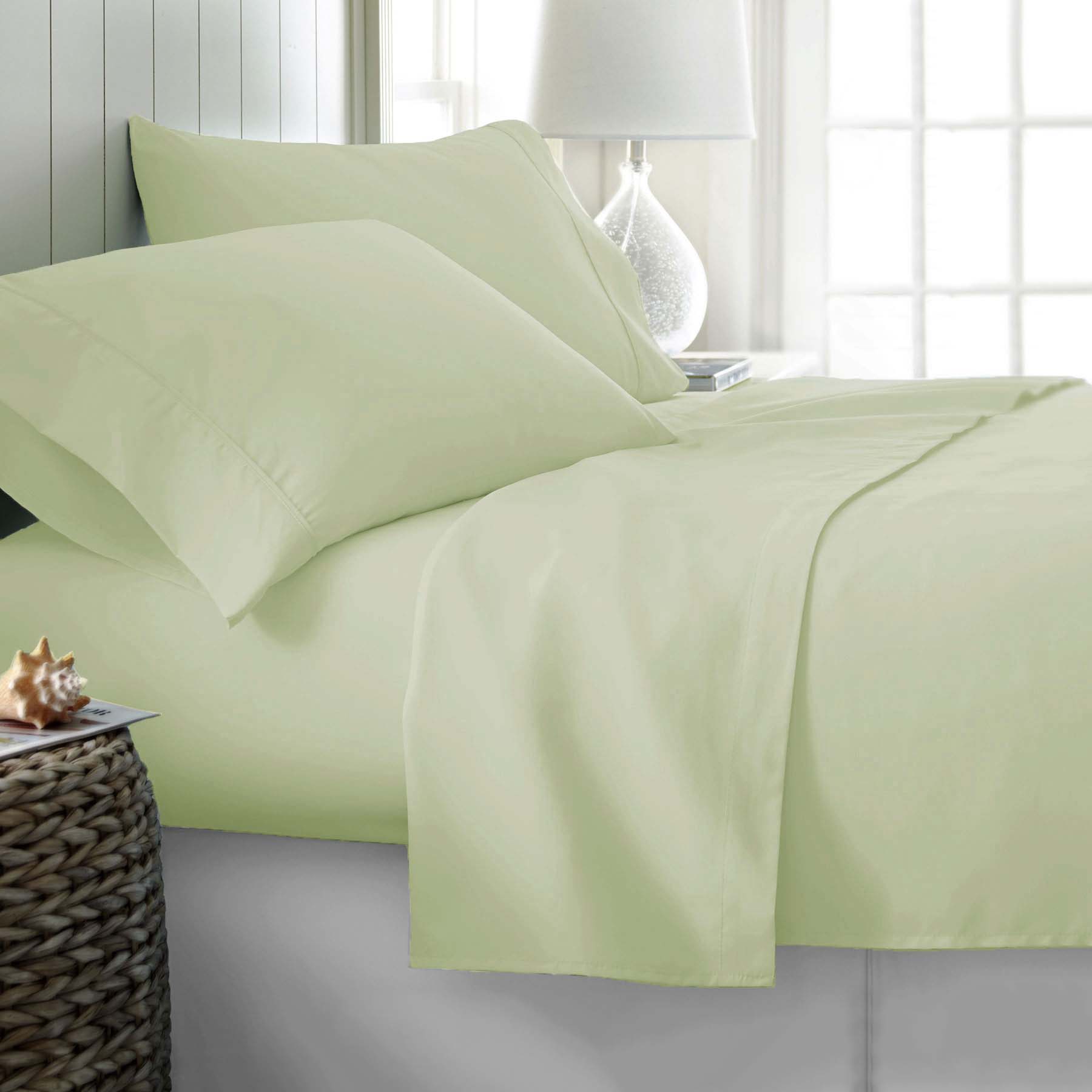 400TC Cotton Sateen Sheet Set Queen - Ivory (with a Hint of Green)