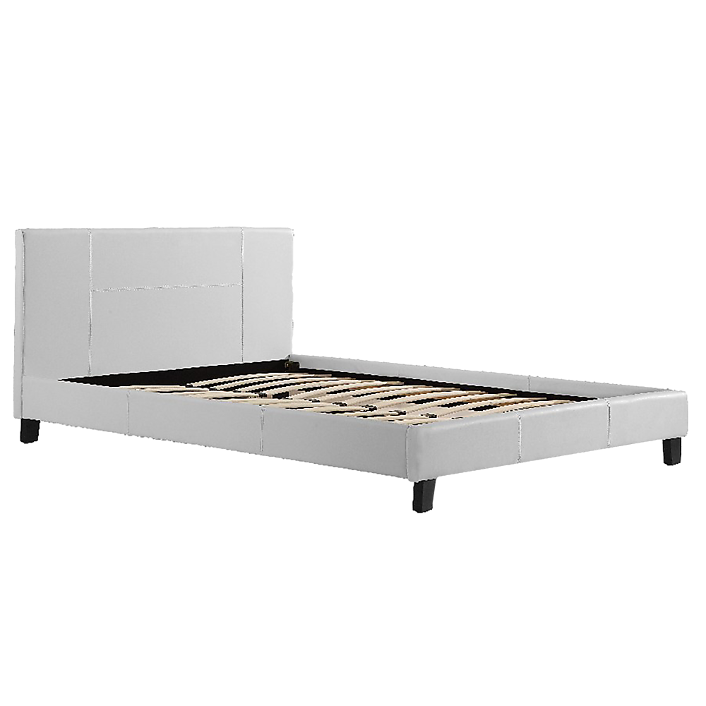 Queen PU Leather Bed Frame White