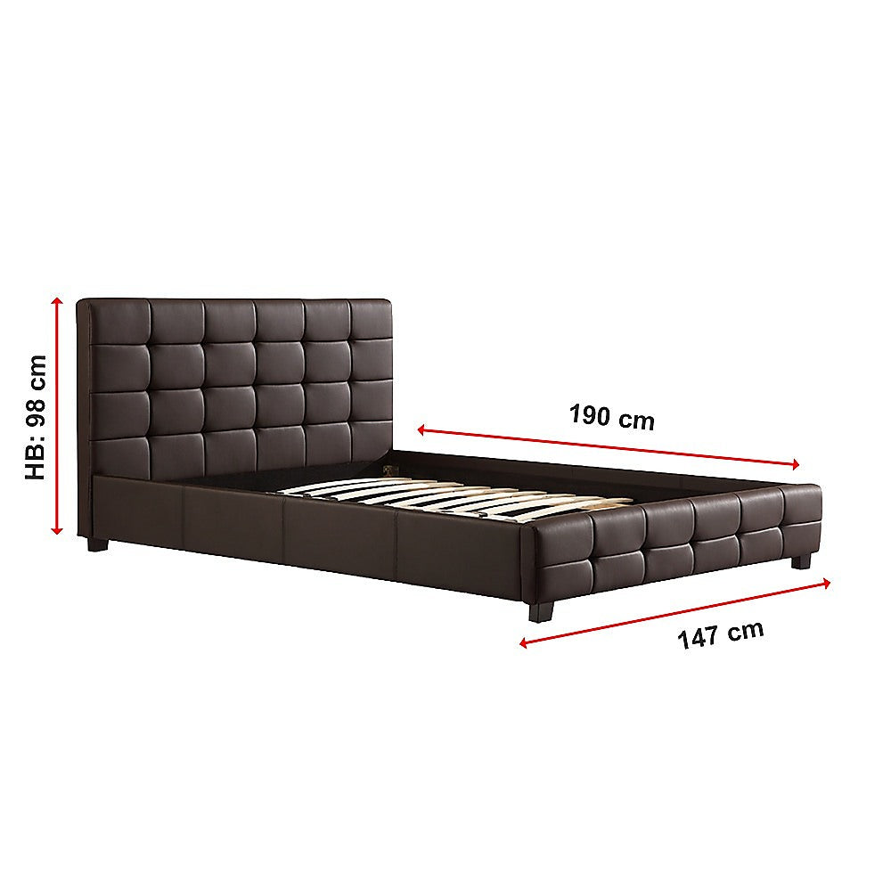 Double PU Leather Deluxe Bed Frame Brown
