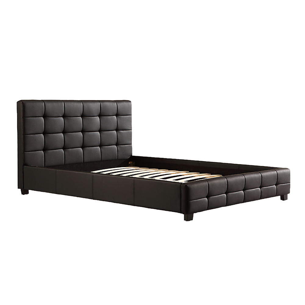 Queen PU Leather Deluxe Bed Frame Black