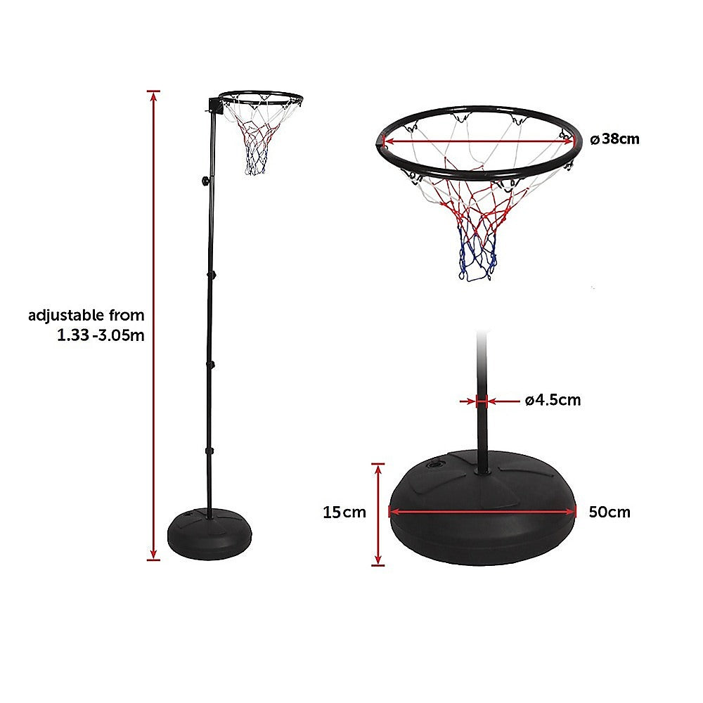 Netball Ring with Stand Portable Pole Height Adjustable