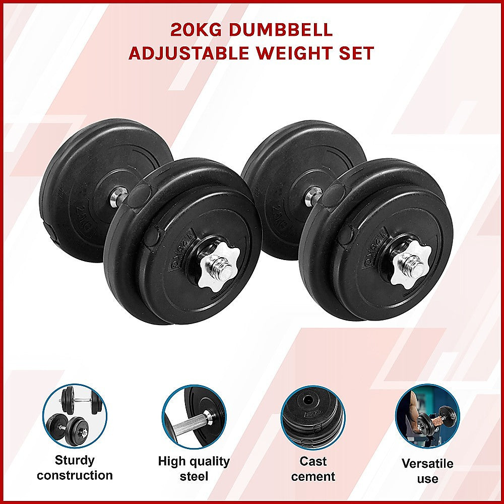 20KG Dumbbell Adjustable Weight Set