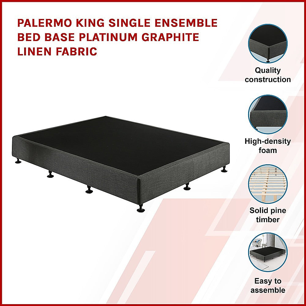 Palermo Ensemble Bed Base - Platinum Graphite King Single