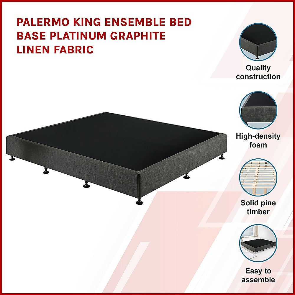 Palermo Ensemble Bed Base - Platinum Graphite King