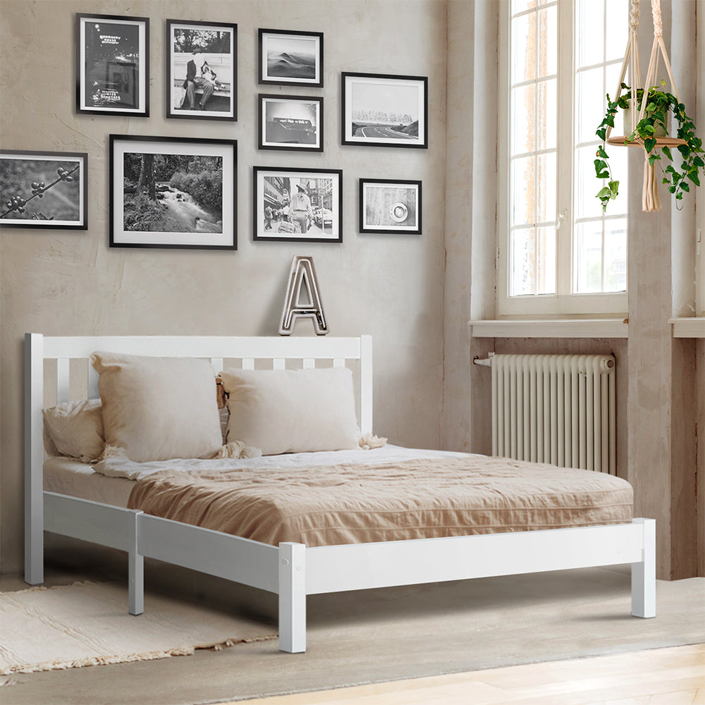 Artiss Bed Frame Queen Size Wooden White SOFIE