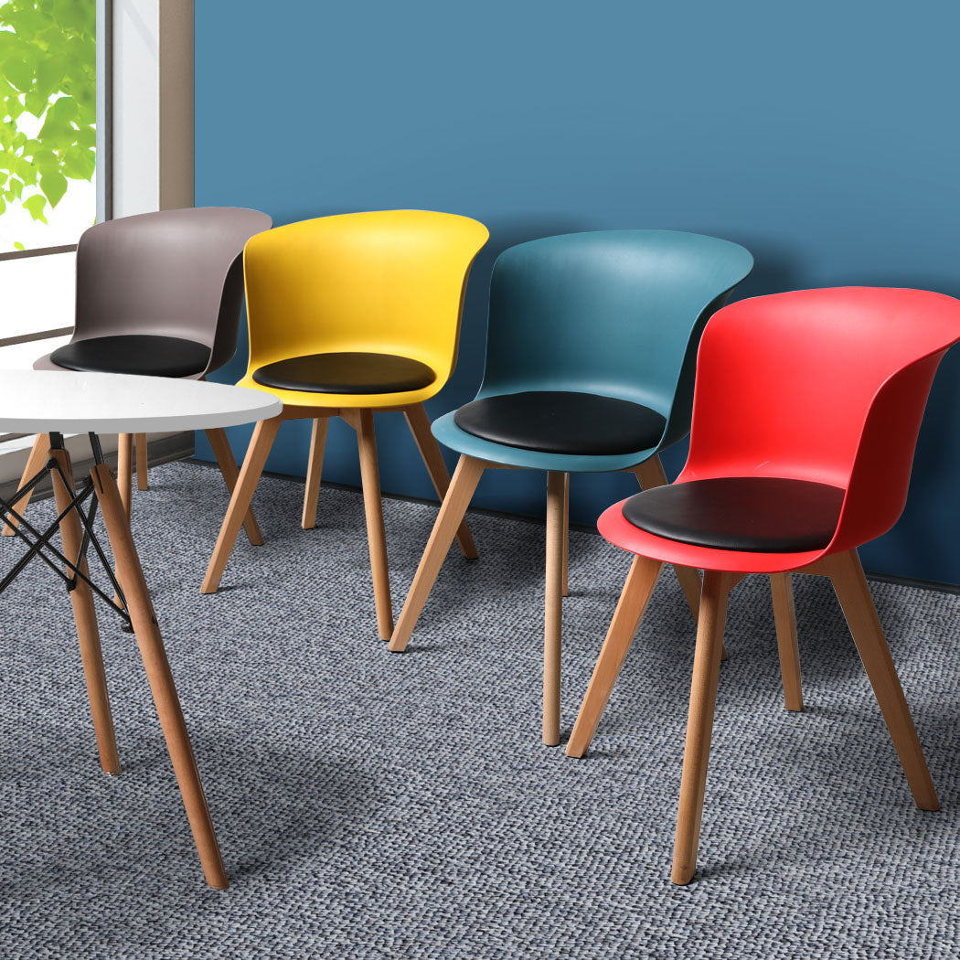 4Pcs Office Meeting Chair Set PU Leather Retro Chairs Type 3