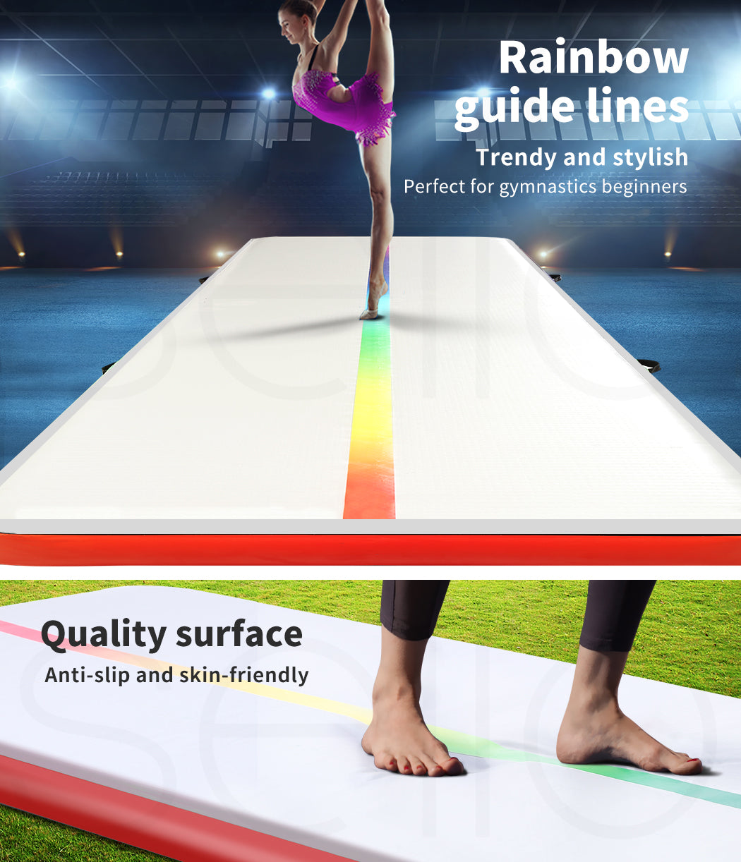 4x1M Inflatable Gymnastics Air Track Mat With Pump In Red